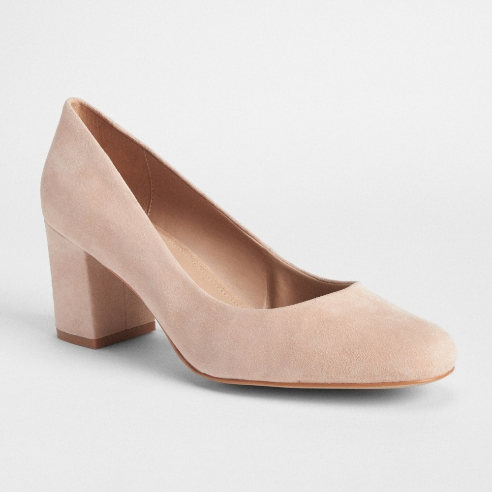 Nude Suede Block Heels from Gap size 8 NWT